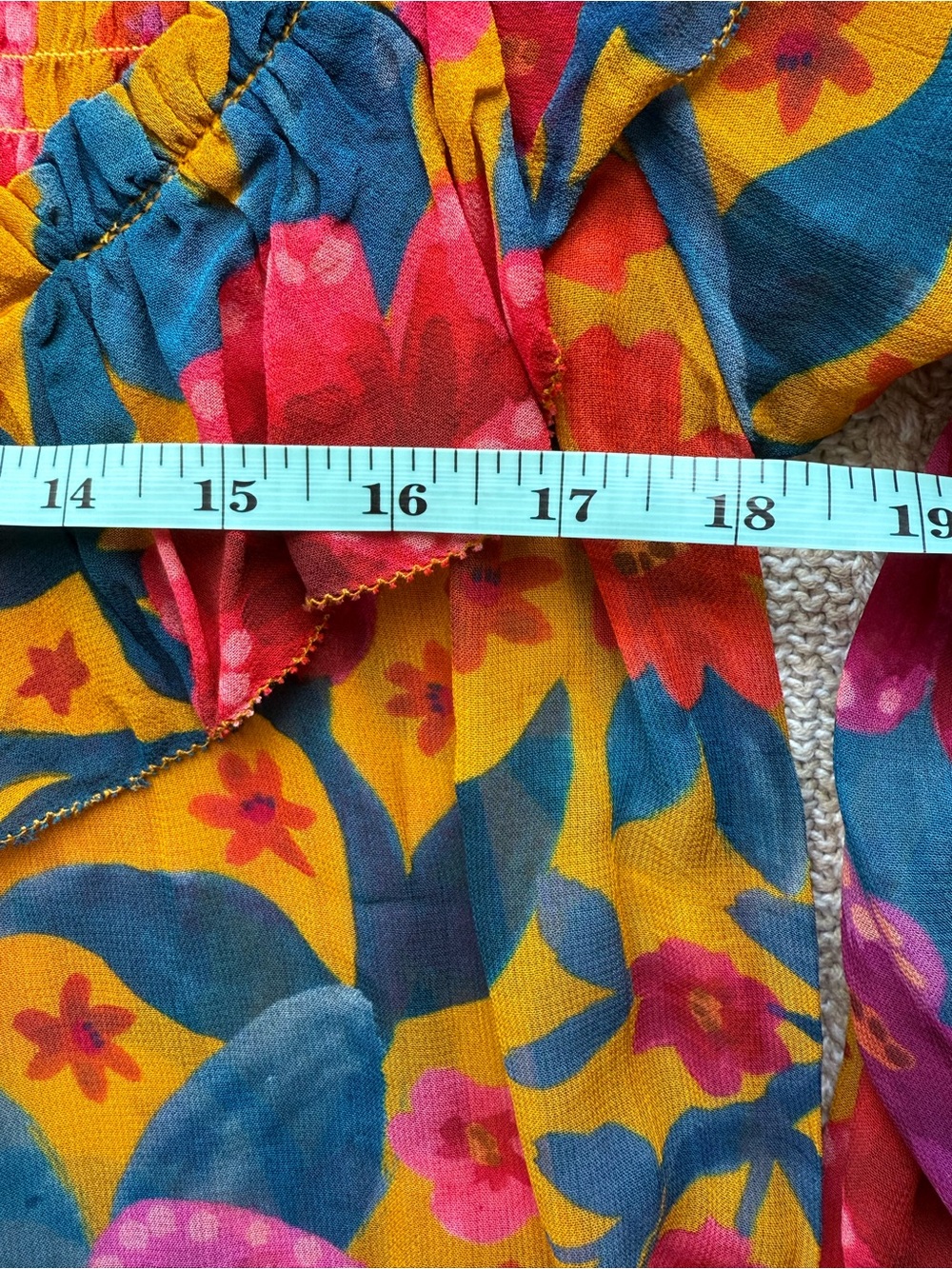 FARM Rio Floral Ruffle Blouse Long Sleeve Mock Neck Size XS - Picture 10 of 12